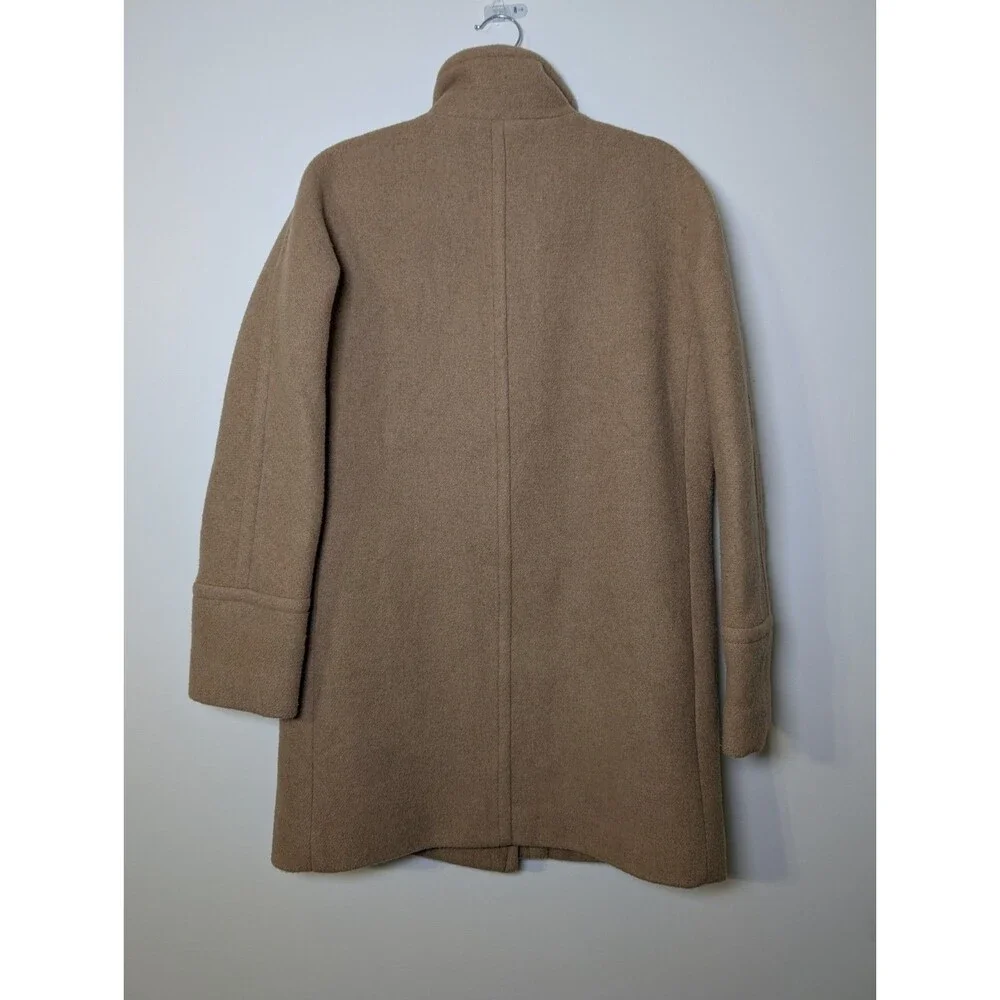 J.Crew City Coat Tan Wool Blend Standing Collar Quiet Luxury Coat Size 2 Classic - Picture 3 of 9